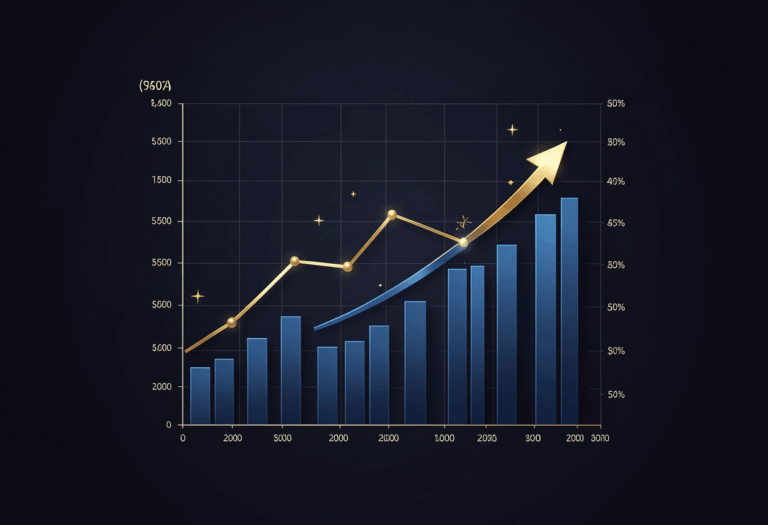 “Imagem fotográfica conceitual e realista que represente negócio sustentável e saúde empresarial, com visual de dados financeiros estáveis e organizados.